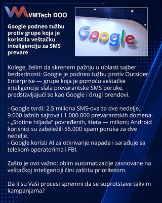 Google files lawsuit against cyber group that used AI to send fraudulent SMS