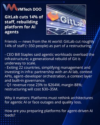 GitLab cuts 14% of staff, rebuilding platform for AI agents