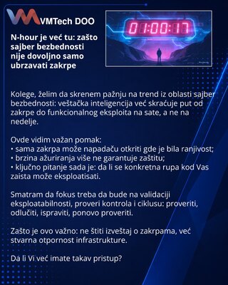 N-hour je već tu: zašto sajber bezbednosti nije dovoljno samo ubrzavati zakrpe