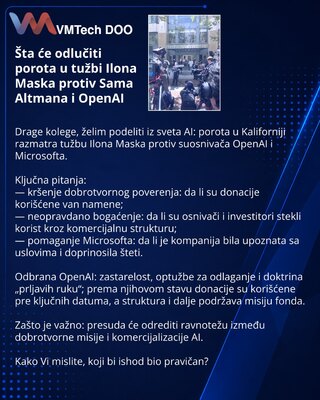 Šta će odlučiti porota u tužbi Ilona Maska protiv Sama Altmana i OpenAI