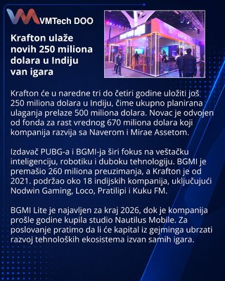 Krafton направит ещё $250 млн в индийские ИИ, робототехнику и игры