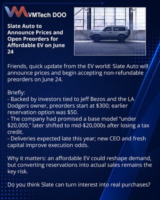 Slate Auto объявит цены и откроет предзаказы на доступный электрокар 24 июня