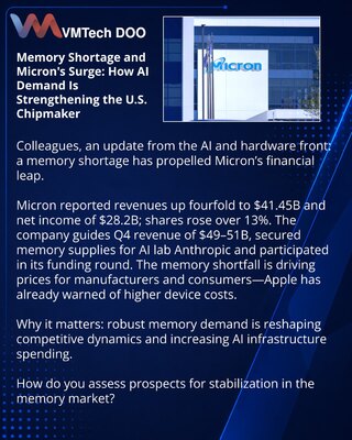 Memory Shortage and Micron's Surge: How AI Demand Is Strengthening the U.S. Chipmaker