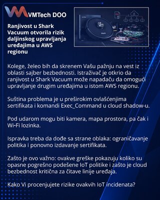 Уязвимость в Shark Vacuum открыла риск удалённого контроля устройств в AWS-регионе