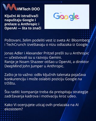 Ključni AI istraživači napuštaju Google i prelaze u Anthropic i OpenAI — šta to znači