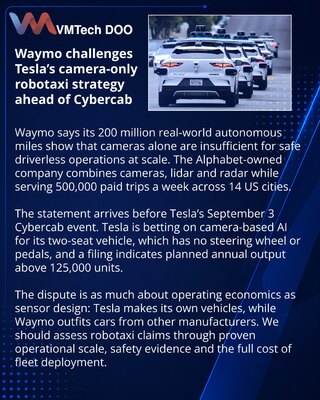 Waymo i Tesla produbljuju spor oko tehnologije robotaksija