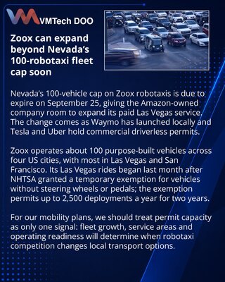 Zoox сможет расширить парк роботакси в Лас-Вегасе после снятия лимита