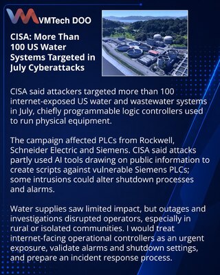 CISA potvrdila napade na više od 100 sistema američkog vodovoda