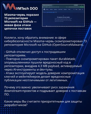 Miasma-crv pogodio 73 Microsoftovih repozitorijuma na GitHubu — nova faza napada na lanac snabdevanja