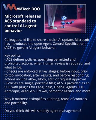 Microsoft releases ACS standard to control AI-agent behavior