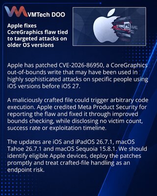 Apple ažurirao CoreGraphics zbog mogućih ciljanih napada