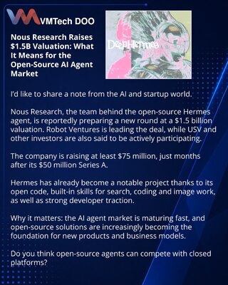 Nous Research podiže rundu od 1,5 mlrd $: tržište open-source AI agenata