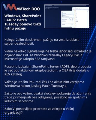 Windows, SharePoint i ADFS: Patch Tuesday ponovo traži hitnu pažnju