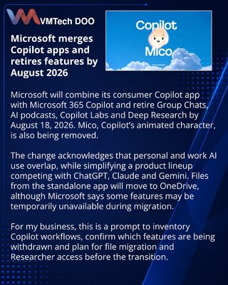 Microsoft объединит Copilot и закроет несколько ИИ-функций