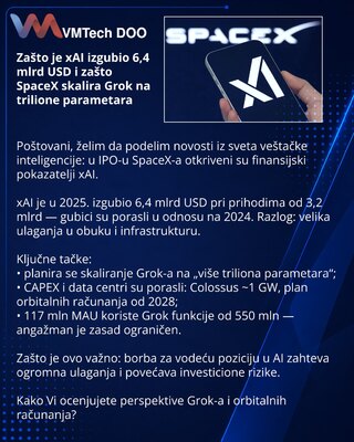 Zašto je xAI izgubio 6,4 mlrd USD i zašto SpaceX skalira Grok na trilione parametara
