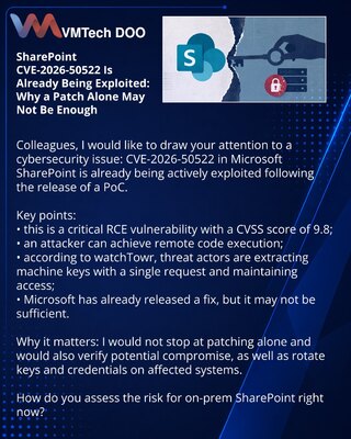 SharePoint CVE-2026-50522 je već u eksploataciji: zašto jedan patch nije dovoljan