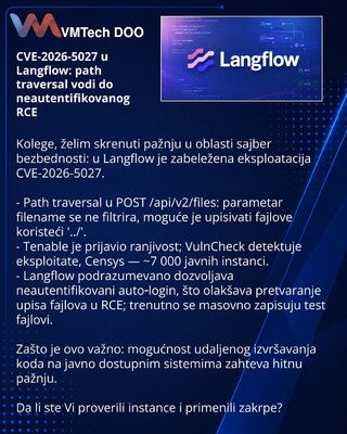 CVE-2026-5027 u Langflow: path traversal vodi do neautentifikovanog RCE