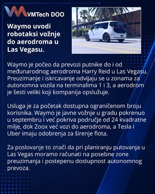 Waymo uvodi vožnje robotaksijem do aerodroma u Las Vegasu
