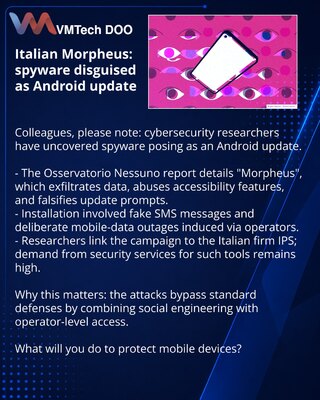 Italijanski Morpheus: špijunski softver maskiran kao Android ažuriranje