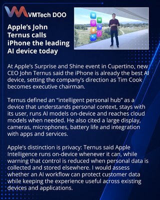 Apple pozicionira iPhone kao centralni uređaj za veštačku inteligenciju