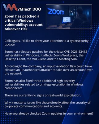 Zoom закрыл критическую уязвимость в Windows: риск захвата аккаунта