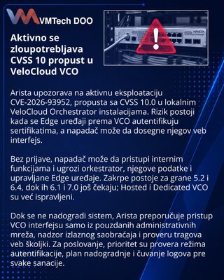 Aktivna eksploatacija kritičnog propusta u VeloCloud Orchestratoru