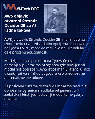 AWS objavio Strands Decider 2B za odluke AI agenata