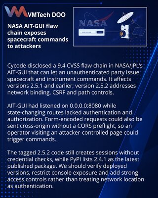 AIT-GUI weaknesses expose NASA ground-system command paths