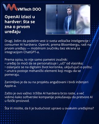 OpenAI izlazi u hardver: šta se zna o prvom uređaju