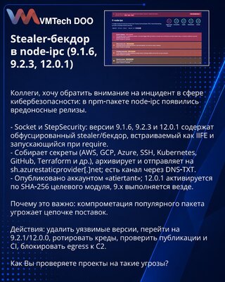 Stealer-bekdor u node-ipc (9.1.6, 9.2.3, 12.0.1)