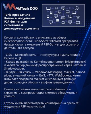 Turla превратила Kazuar в модульный P2P-ботнет для скрытного и долгосрочного доступа