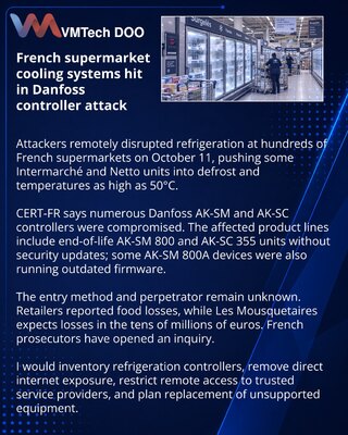French supermarket refrigeration disrupted through Danfoss controllers