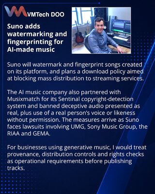 Suno introduces watermarking and rules for AI-generated tracks
