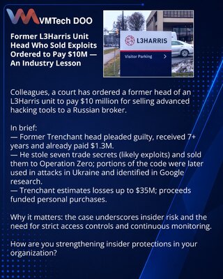 Бывший глава L3Harris, продавший эксплойты, должен выплатить $10 млн — урок для отрасли