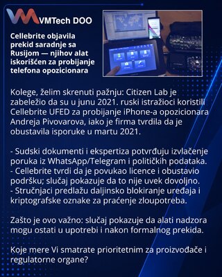 Cellebrite objavila prekid saradnje sa Rusijom — njihov alat iskorišćen za probijanje telefona opozicionara