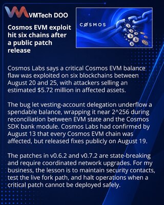 Баг Cosmos EVM использовали против шести блокчейнов