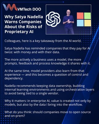 Why Satya Nadella Warns Companies About the Risks of Proprietary AI