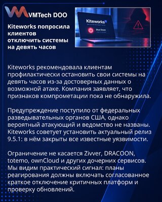 Kiteworks Advises Nine-Hour Precautionary Customer Shutdown