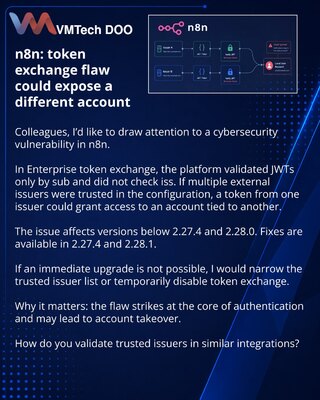 n8n: Greška u token exchange mogla je da Vas uvede u tuđi nalog