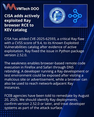 CISA внесло активно эксплуатируемую уязвимость Ray в каталог KEV