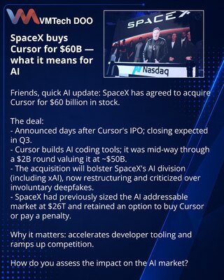 SpaceX buys Cursor for $60B — what it means for AI