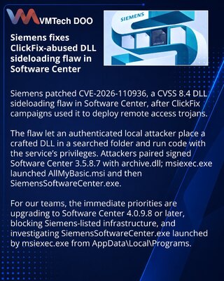 Siemens Software Center zakrpljen nakon ClickFix zloupotrebe