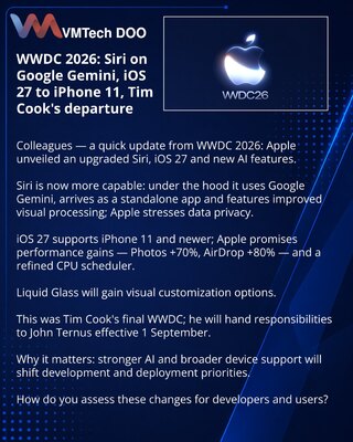 WWDC 2026: Siri na Google Gemini, iOS 27 za iPhone 11 i odlazak Tima Cooka