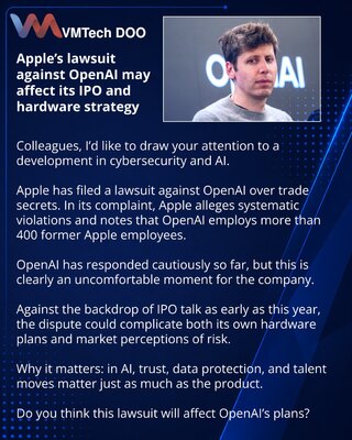 Apple’s lawsuit against OpenAI may affect its IPO and hardware strategy
