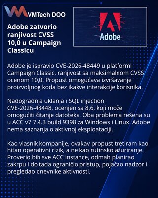 Adobe закрыла критическую уязвимость Campaign Classic, допускавшую выполнение кода без участия пользователя