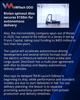 Also raises $150 million to expand autonomous delivery vehicles