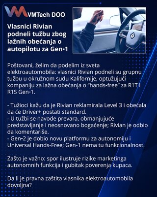 Rivian owners sue over false "hands‑free" promises for Gen 1