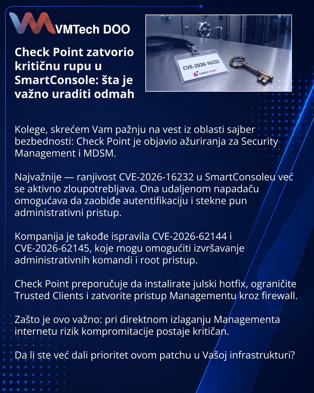 Check Point zatvorio kritičnu rupu u SmartConsole: šta je važno uraditi odmah
