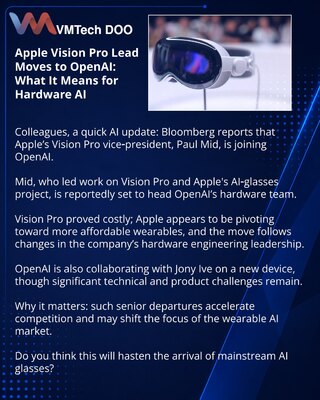 Уход главы Apple Vision Pro в OpenAI: что это значит для аппаратного ИИ
