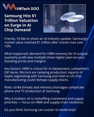 Samsung достигла оценки $1 трлн благодаря взрыву спроса на чипы для ИИ